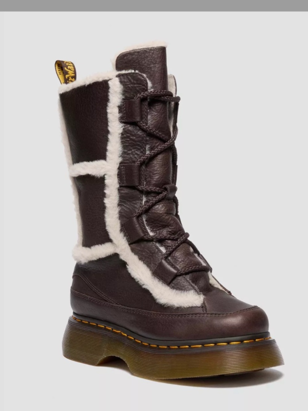 Dr. Martens size 8 faux fur lined Buzz lace up boots brown - Picture 2 of 7